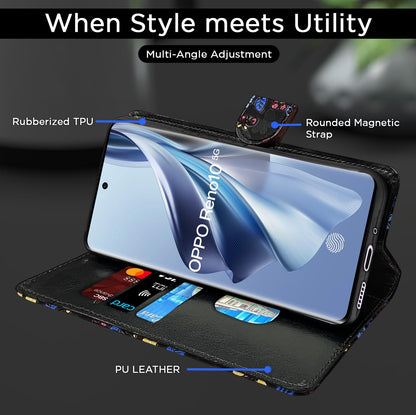 Pikkme black flower Wallet wallet flip cover for Oppo Reno 10 5G – photo 5