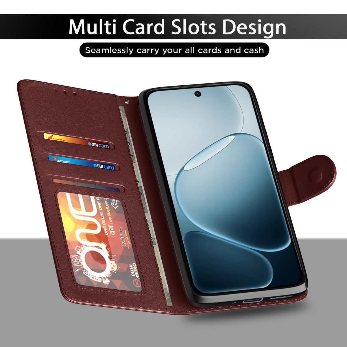 Pikkme brown Wallet wallet flip cover for Oppo F31 Pro 5G – photo 5