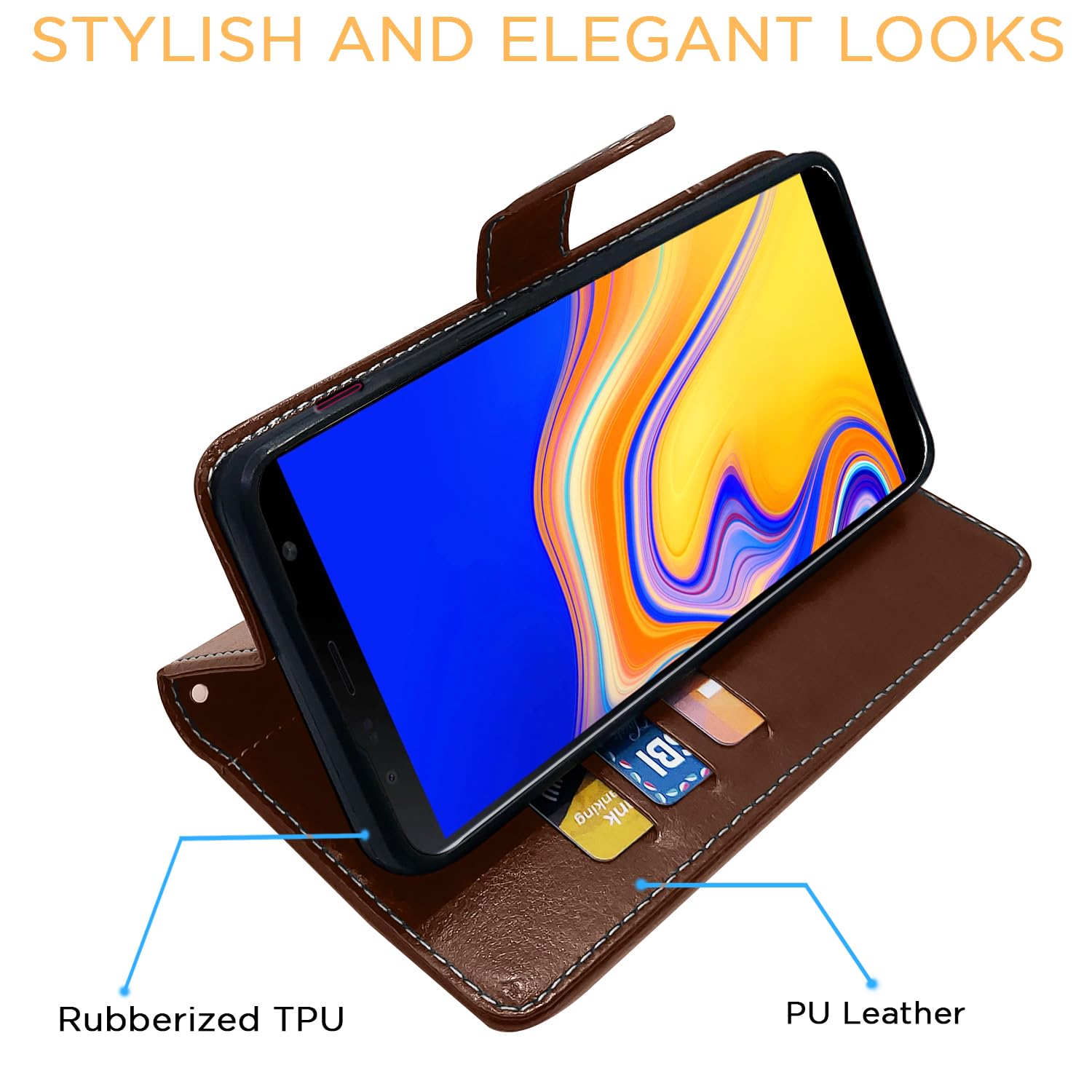 Pikkme Samsung J4 Plus/J4 Magnetic brown & coffee mobile flip cover – photo 5