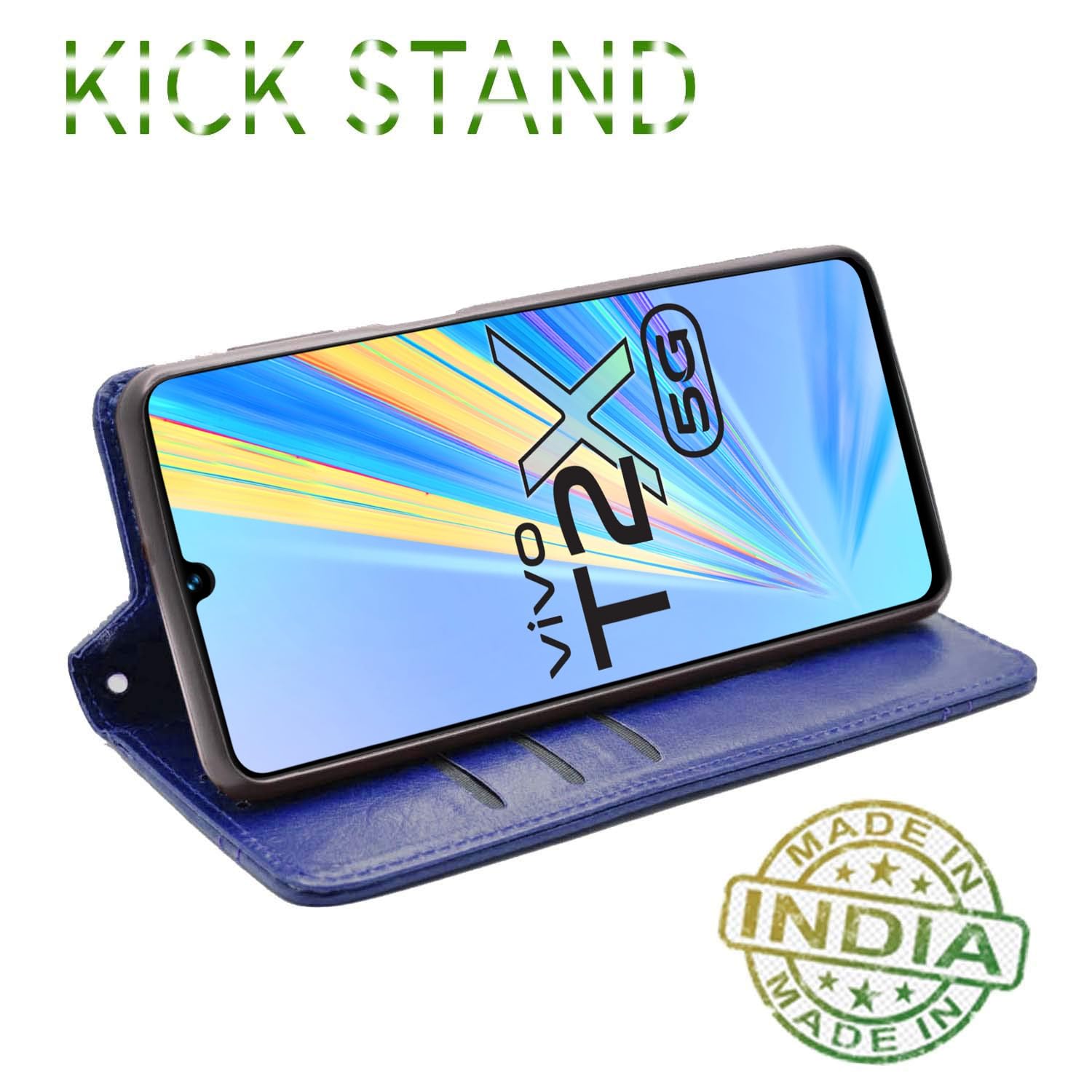 Vivo T2X/Y16/Y56 5G flip case in blue by Pikkme – photo 4
