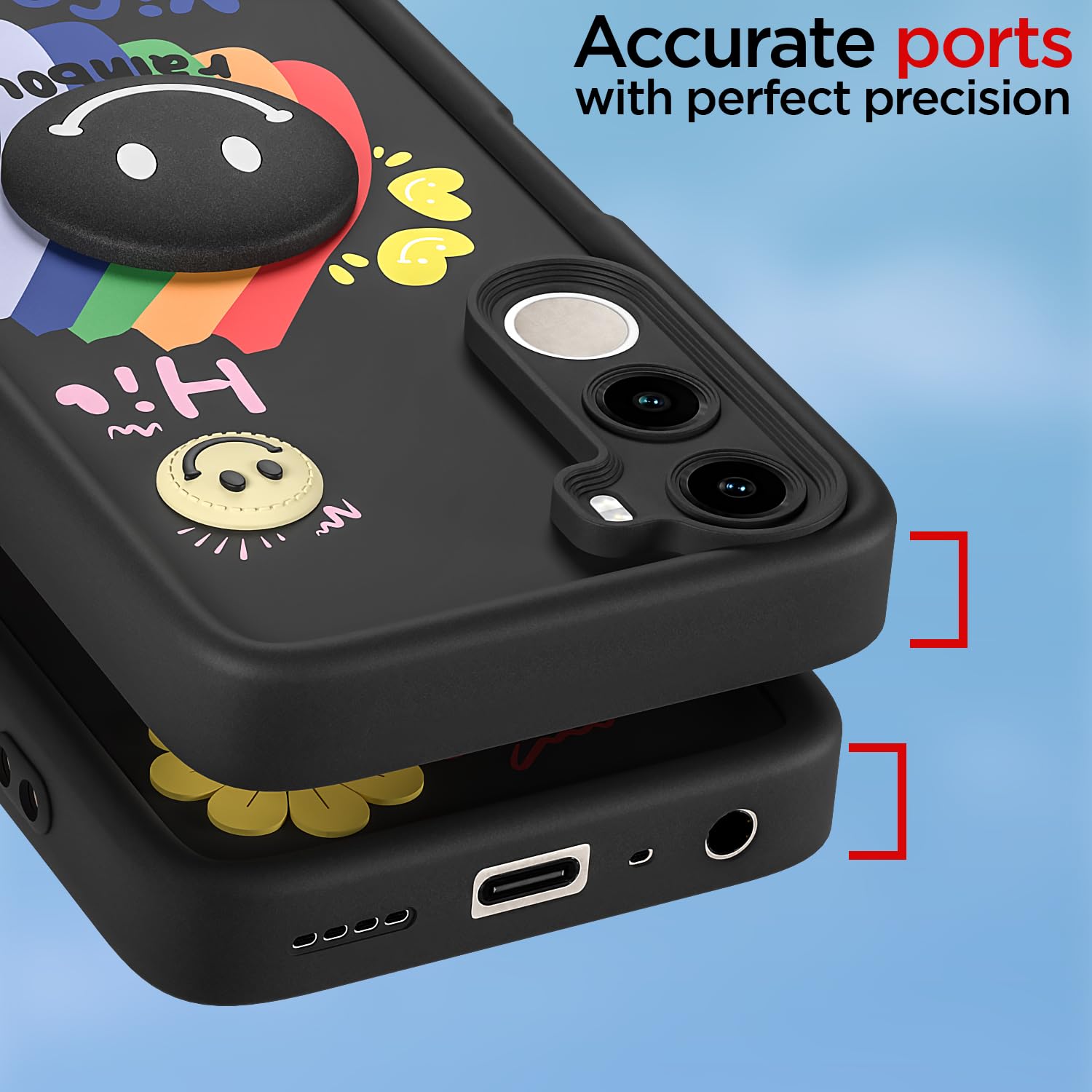Pikkme Realme C100x Smile Rainbow black back cover – photo 4