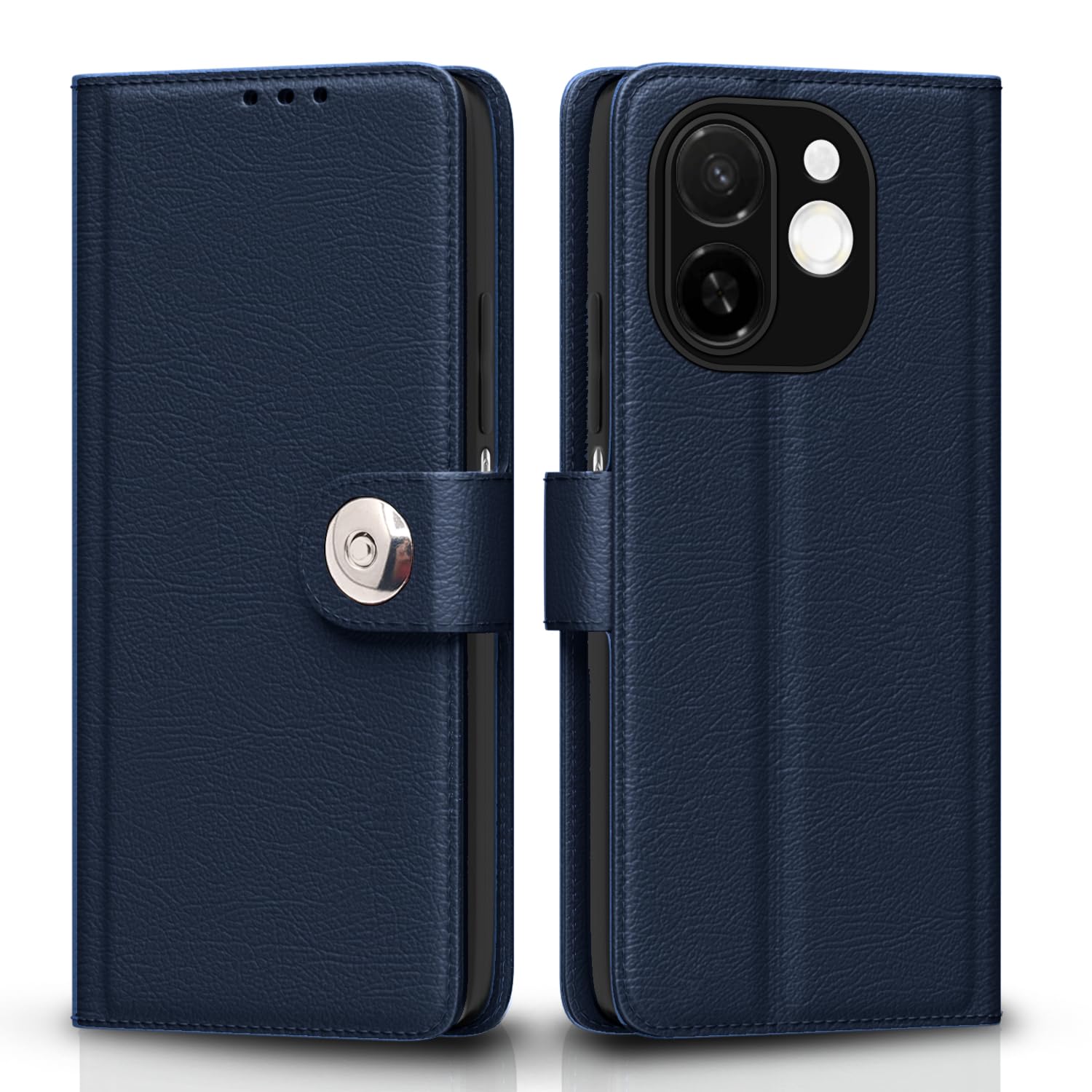 Tecno Spark 30C 5G Button wallet flip cover in blue by Pikkme