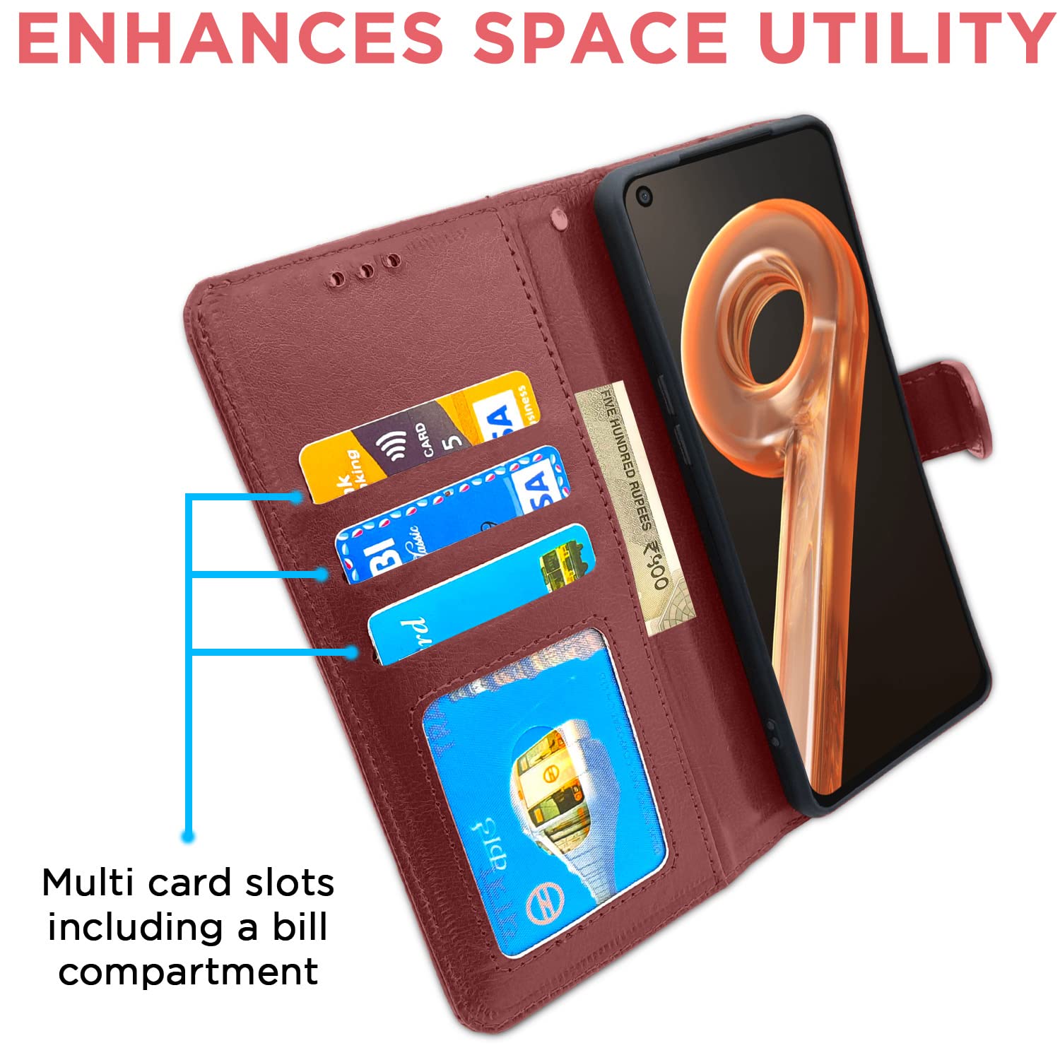 Pikkme Realme 9i Vintage Flip Cover | Brown