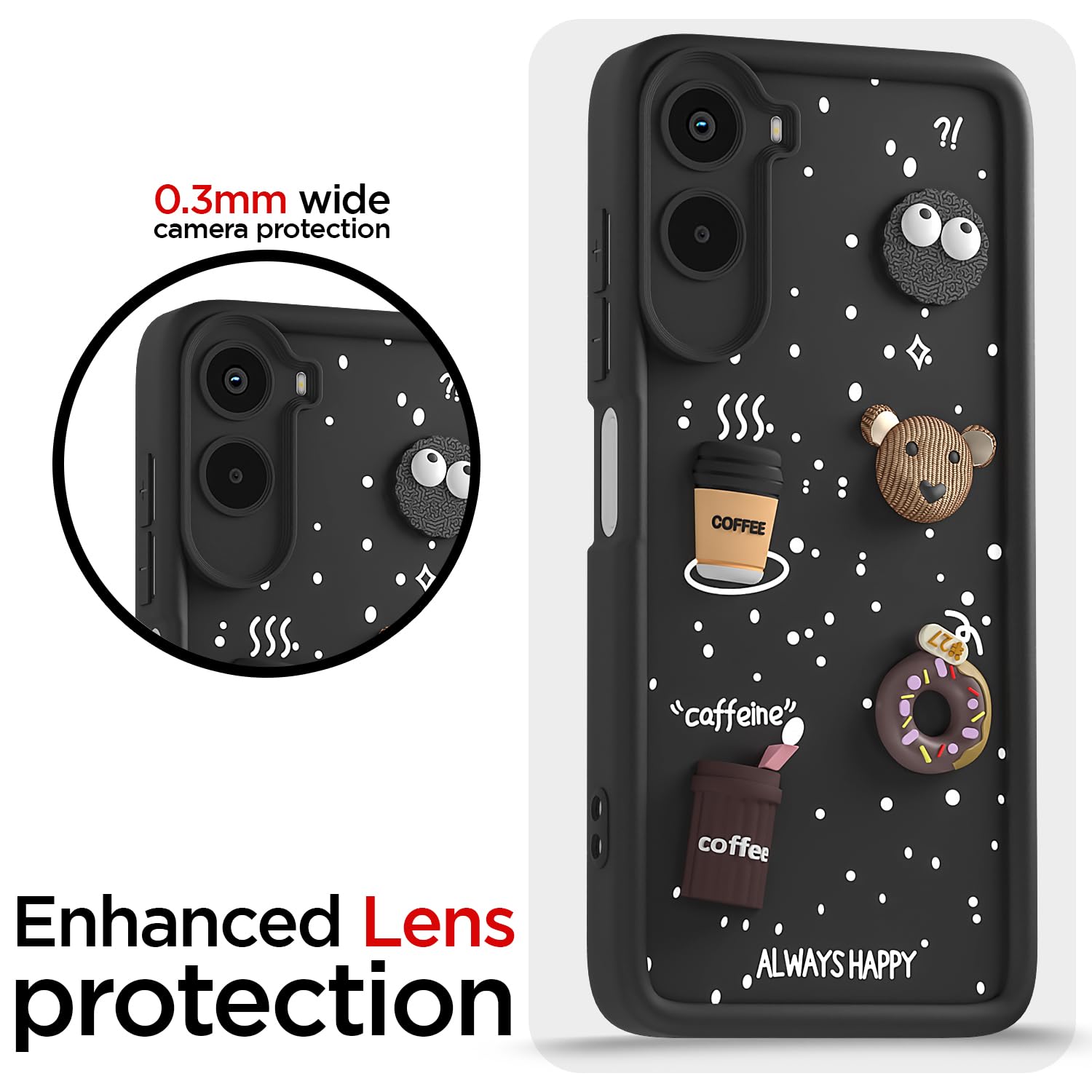 Pikkme black Bear Coffee mobile cover for Poco M7 Plus 5G – photo 5