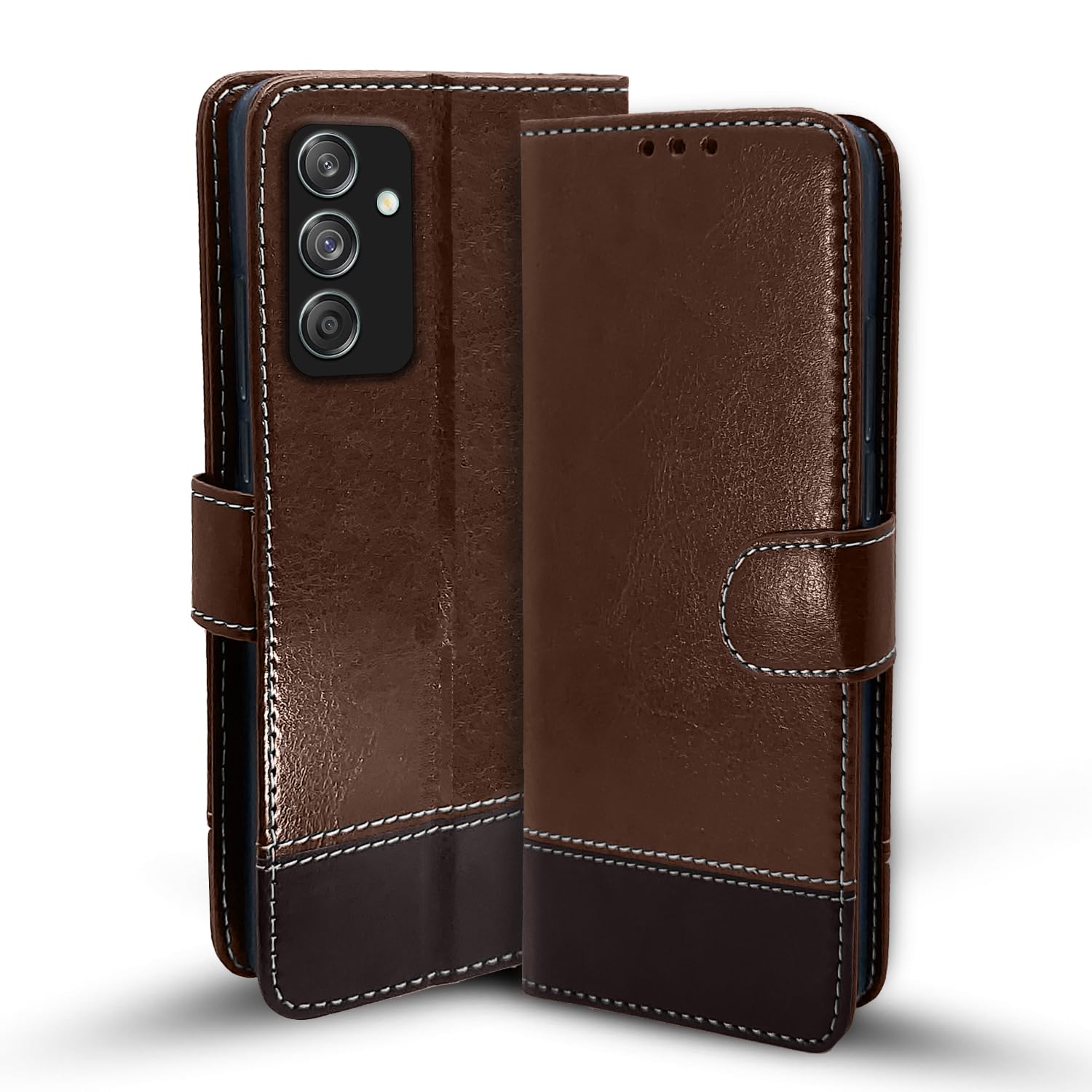 Pikkme brown & coffee Magnetic mobile flip cover for Samsung M55/M55s/F55 5G