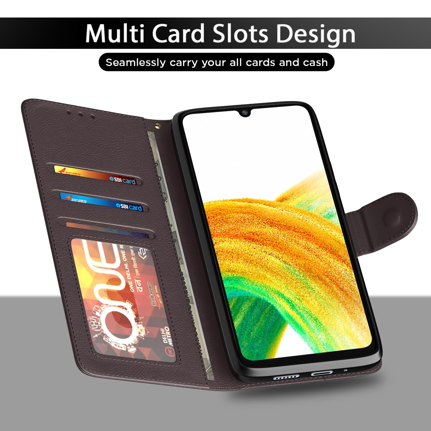 Coffee Wallet wallet flip cover for Samsung A33 5G – Pikkme – photo 5