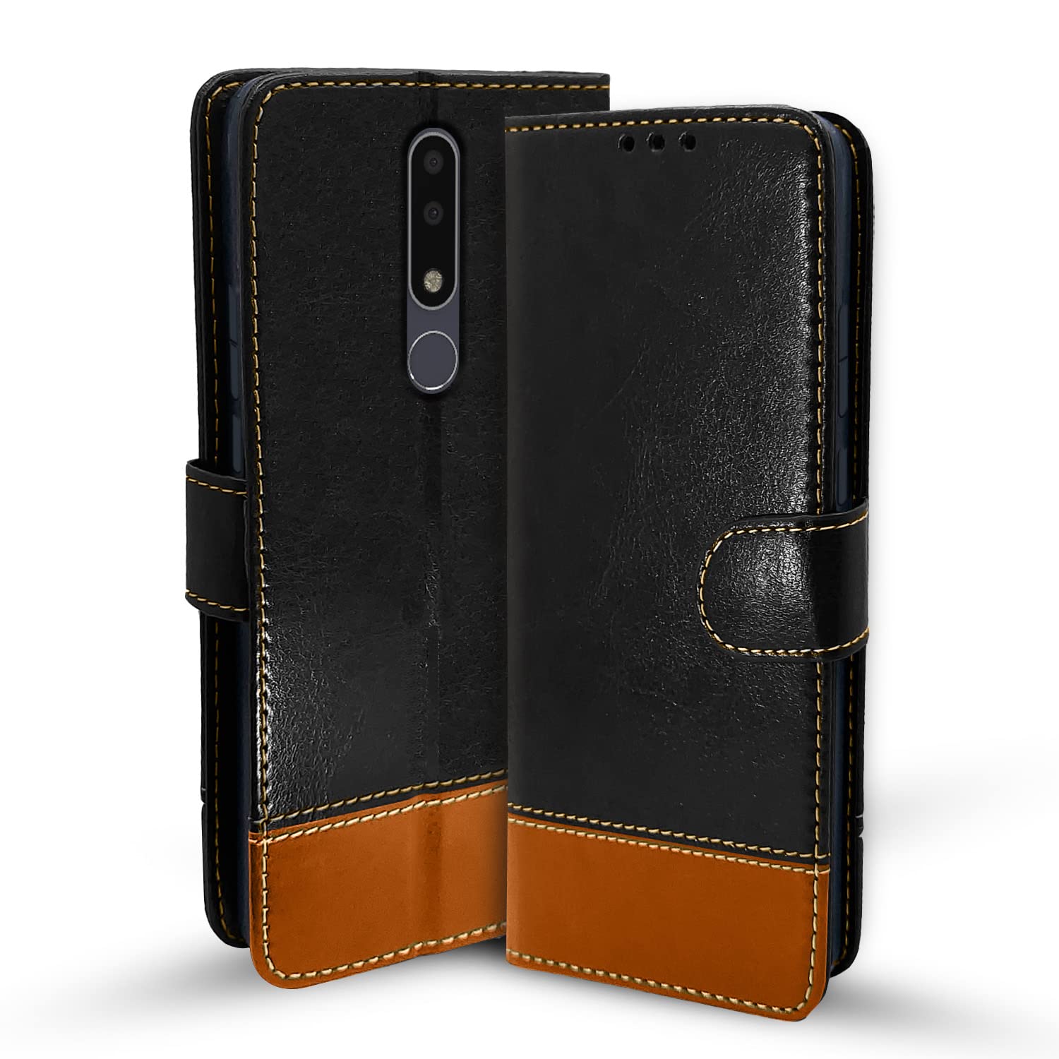 Black & brown wallet flip cover for Nokia 3.1 Plus/3.1 – Pikkme