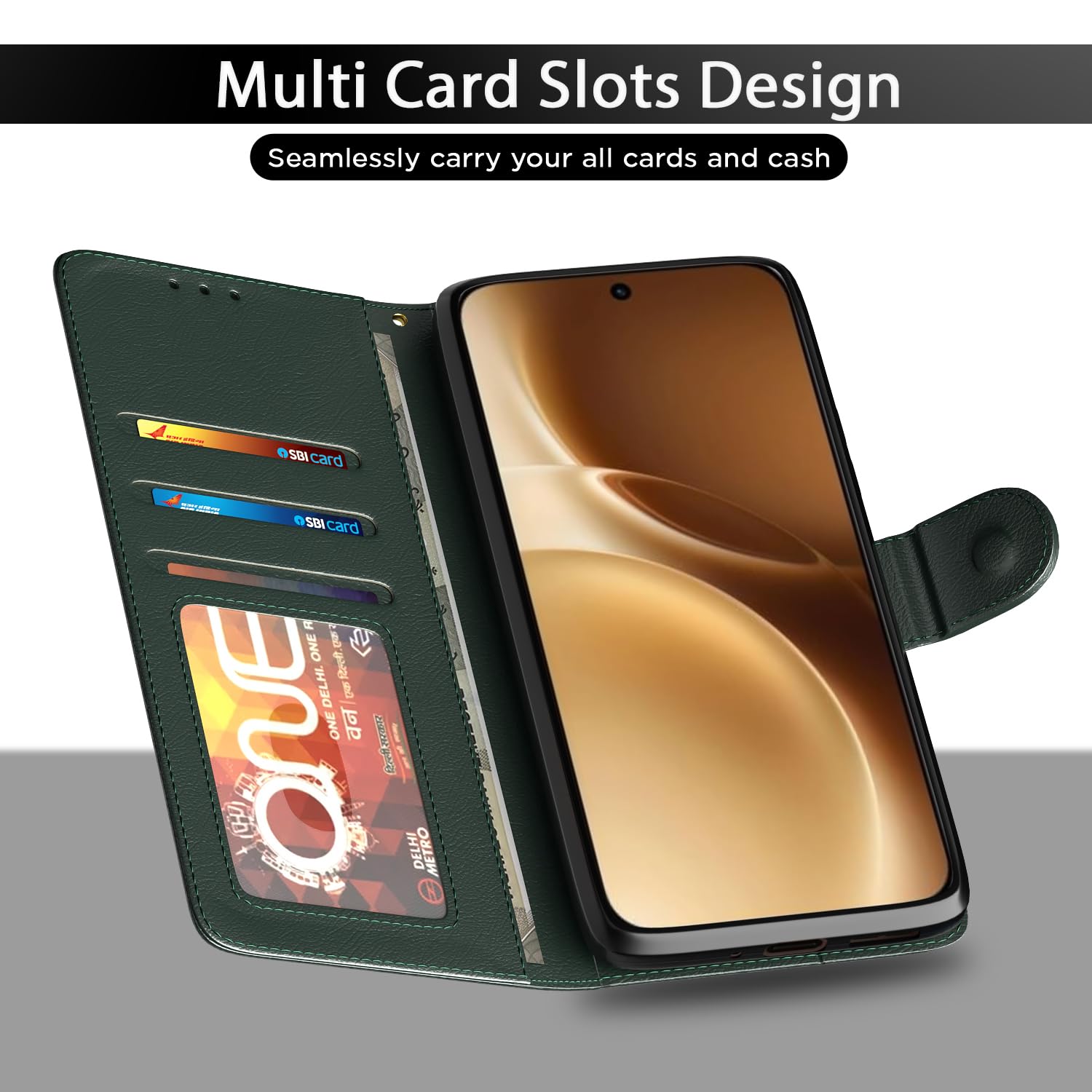 Oppo Reno 15 Pro Mini 5G wallet flip cover in green by Pikkme – photo 5