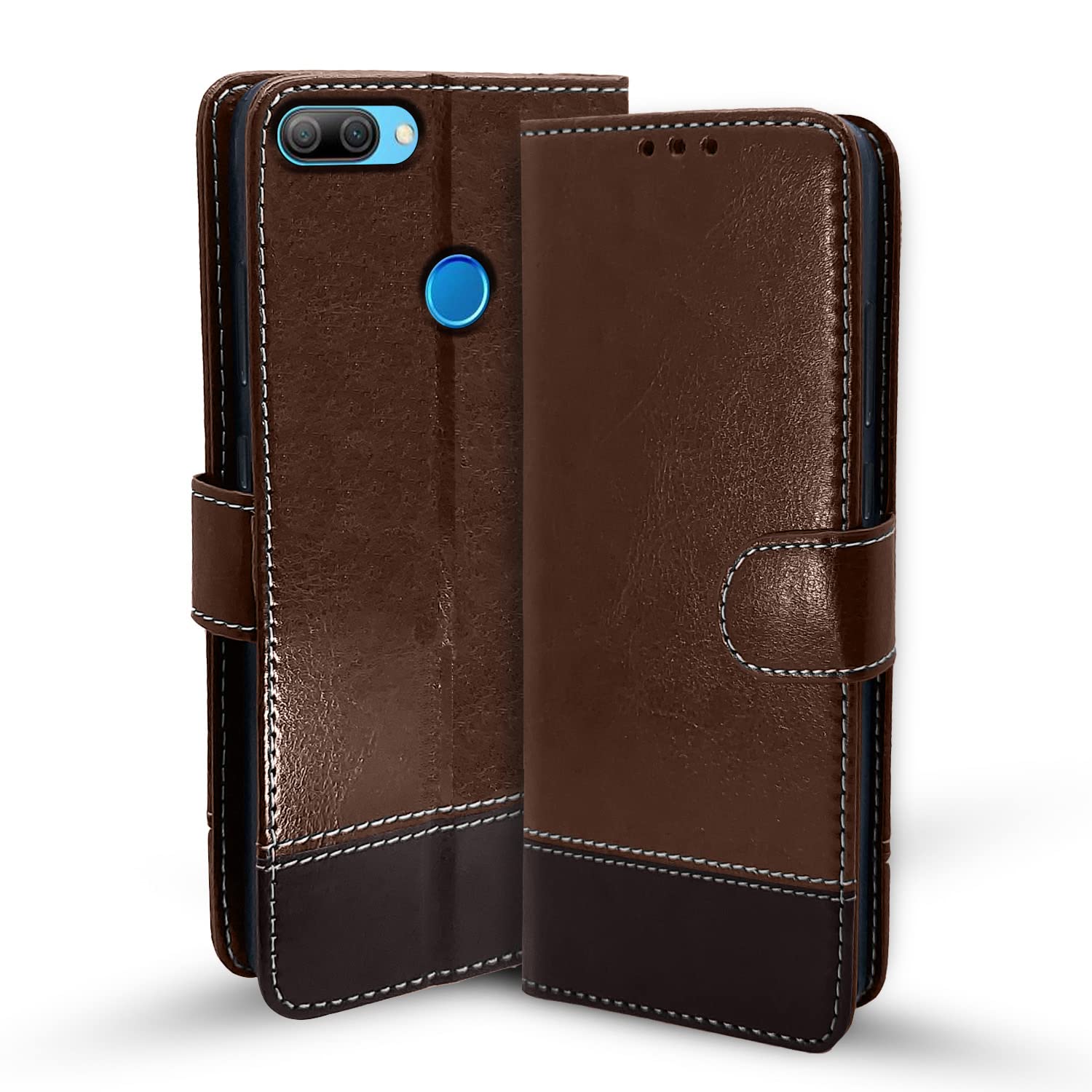 Honor 9n Magnetic mobile flip cover in brown & coffee by Pikkme