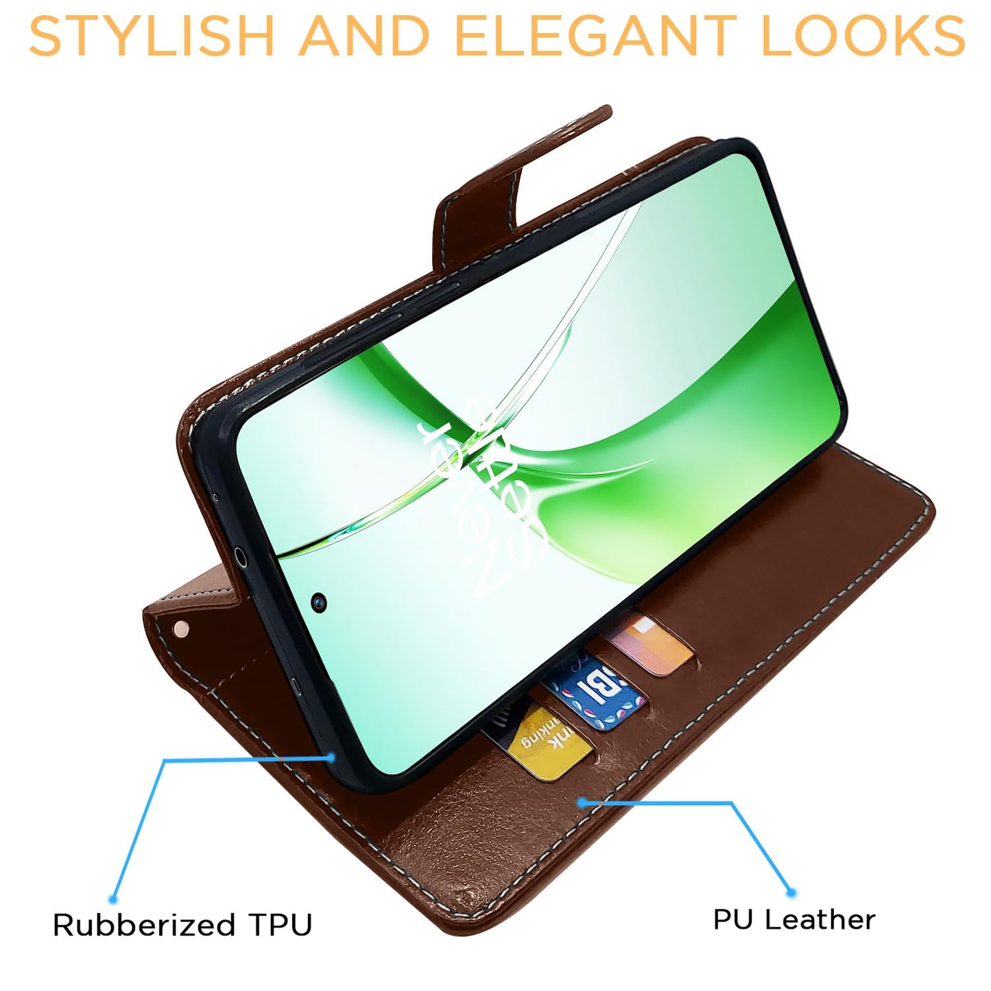 Pikkme OnePlus Nord Ce 4 5GContrast Flip Cover (Brown)