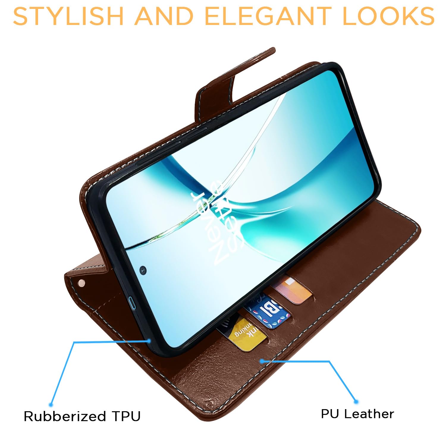 Pikkme brown & coffee Magnetic mobile flip cover for OnePlus Nord CE 4 Lite 5G – photo 5