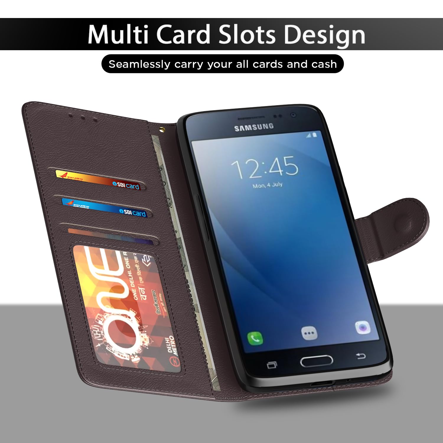 Samsung J2 2016 flip cover in coffee by Pikkme – photo 5
