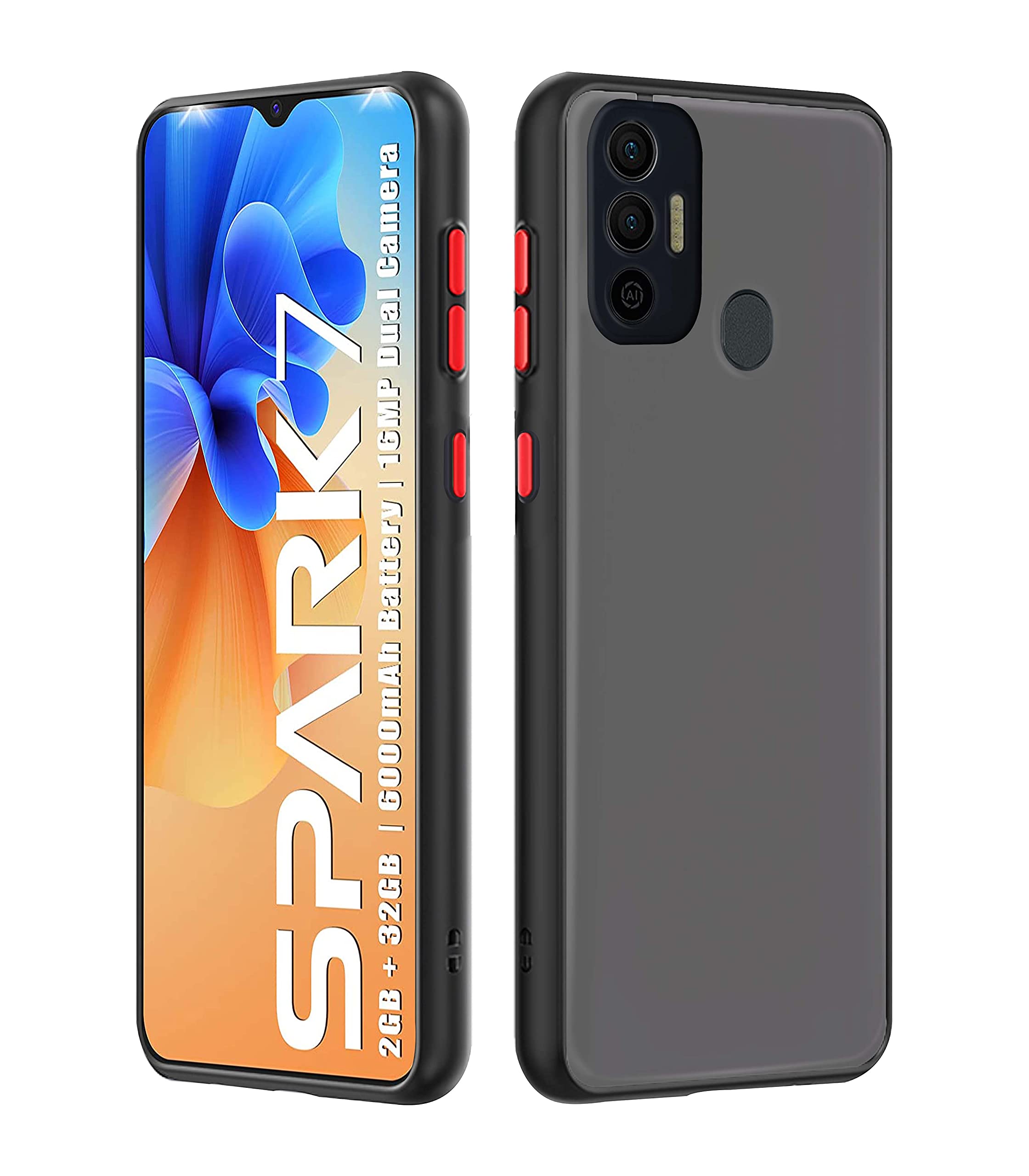 Pikkme Tecno Spark 7/7T Matte black mobile cover