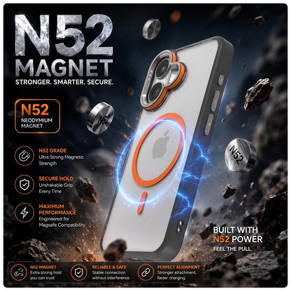 iPhone 16 phone cover in black & orange mag-safe by Pikkme – photo 3