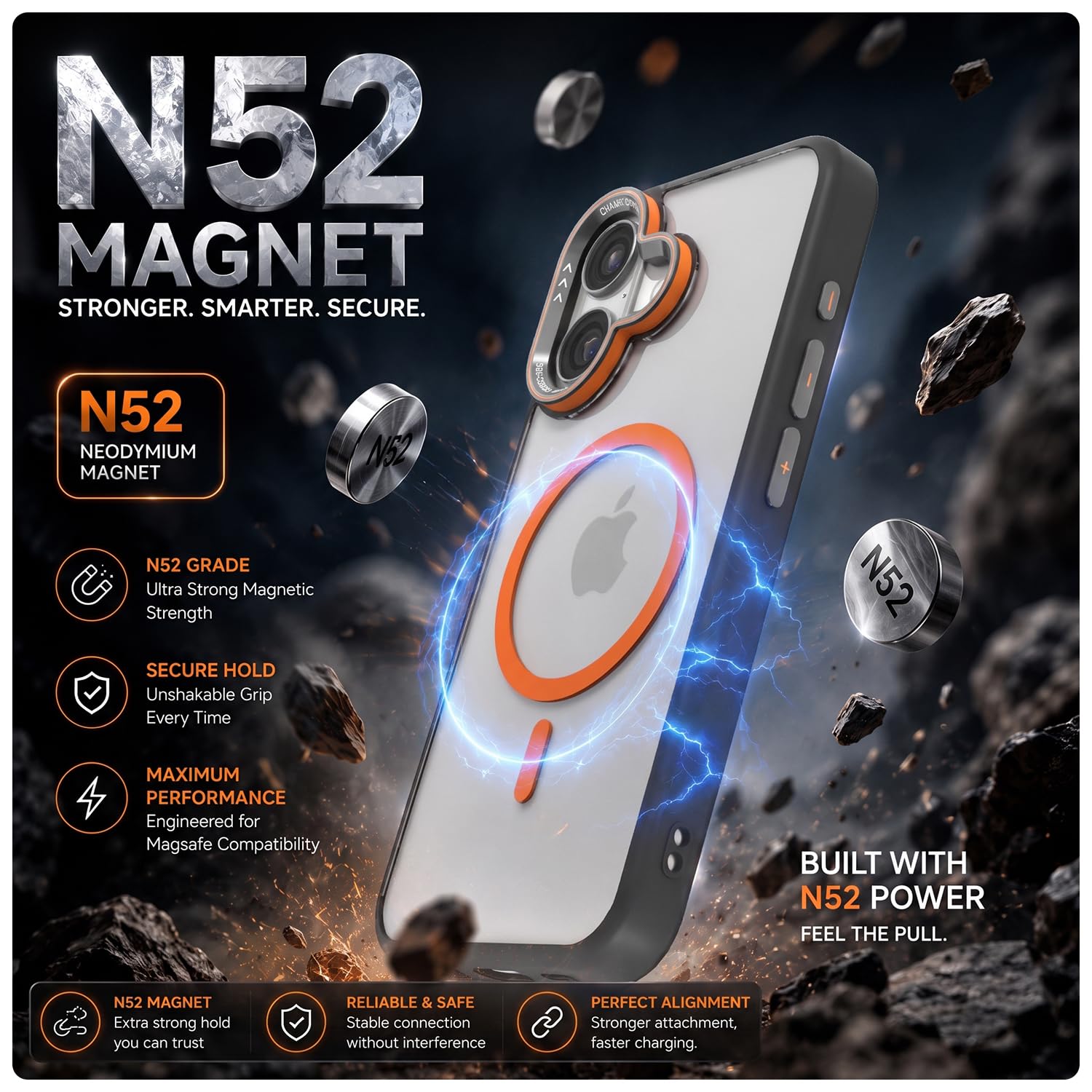 iPhone 17 MagSafe mobile back cover in black & orange mag-safe by Pikkme – photo 3