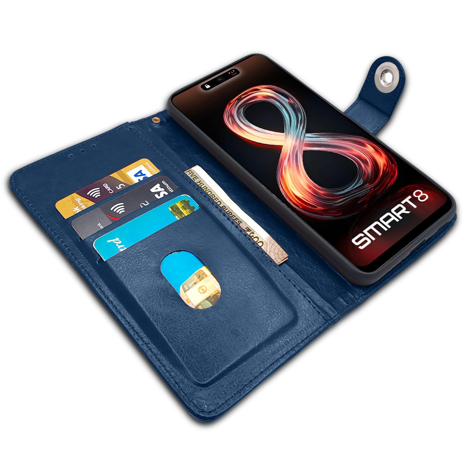 Blue wallet flip cover for Infinix Smart 8 – Pikkme – photo 3