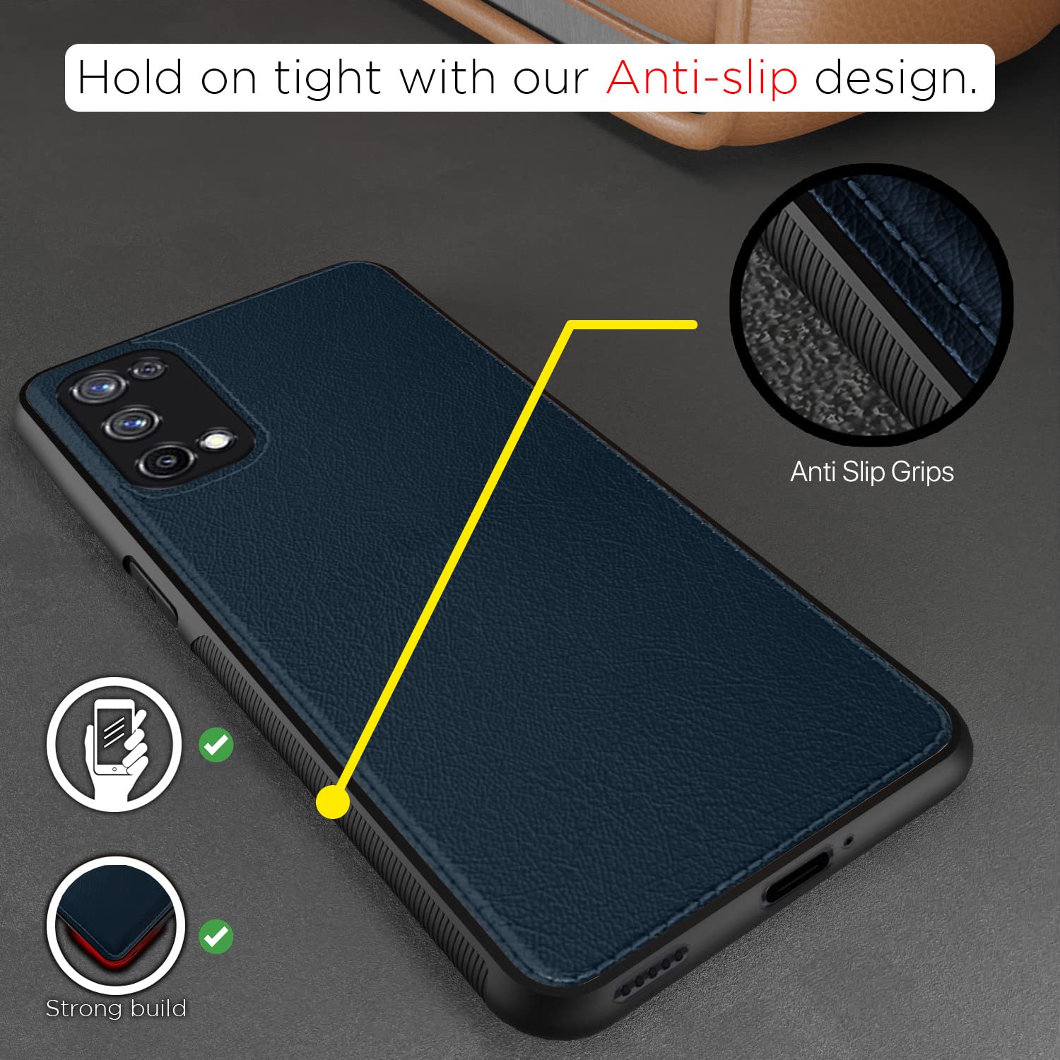 Pikkme blue Leather mobile cover for Realme X7 5G – photo 2