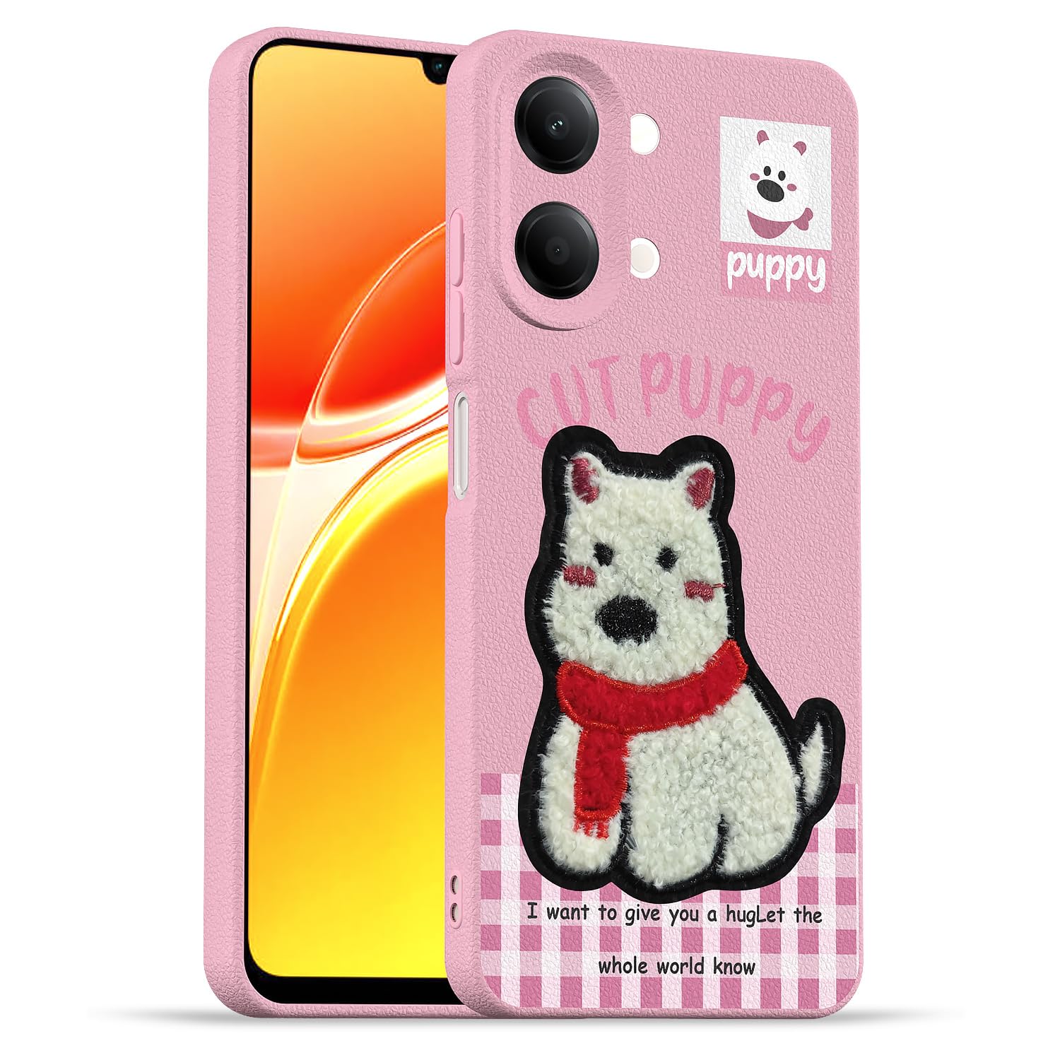 Pikkme Vivo Y11 5G/Y21 Plush Patch pink mobile cover