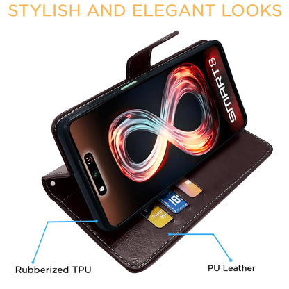 Pikkme Infinix Smart 8 coffee & brown wallet flip cover – photo 5
