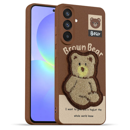 Samsung A36 5G Plush Patch back cover in brown by Pikkme