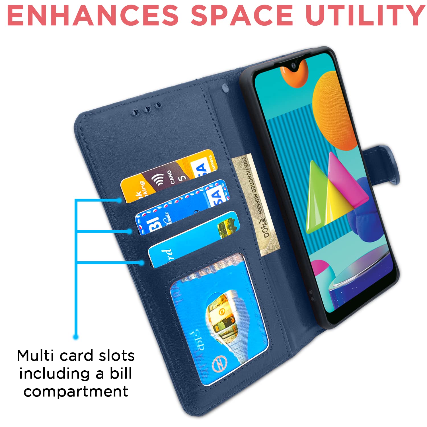 Pikkme Samsung Galaxy M01 Vintage Flip Cover (Blue)