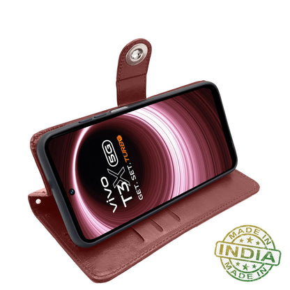Vivo T3x/Y200i 5G wallet flip cover in brown by Pikkme – photo 5