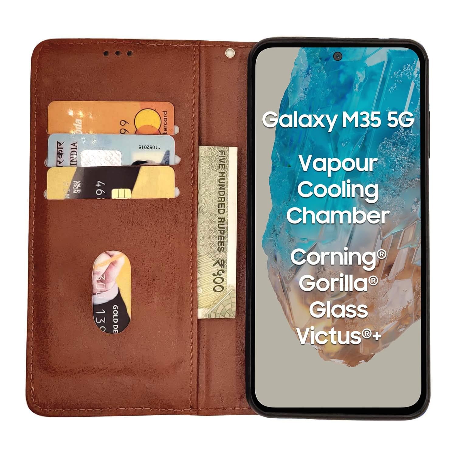 Pikkme Samsung M35 5G Magnetic brown flip case – photo 3