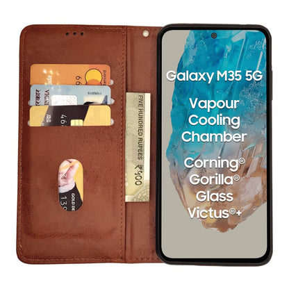 Pikkme Samsung M35 5G Magnetic brown flip case – photo 3