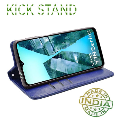 Pikkme Vivo Y18 4G Magnet Flip Cover (Blue)