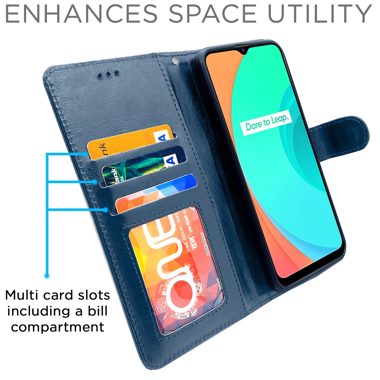 Pikkme Realme C11 Vintage Flip Cover | Blue