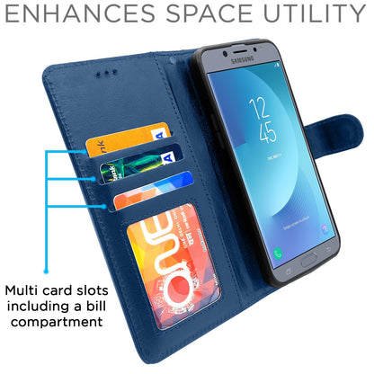 Pikkme Samsung Galaxy J7 Pro Vintage  Flip Cover (Blue)