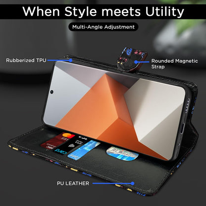 Black flower Wallet flip cover for Redmi Note 13 Pro Plus 5G – Pikkme – photo 5