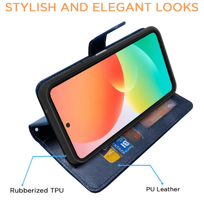 Samsung A27/M47 5G Magnetic wallet flip cover in navy & light blue by Pikkme – photo 3