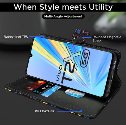 Pikkme Vivo T2X/Y16/Y56 5G Wallet black flower flip case – photo 5