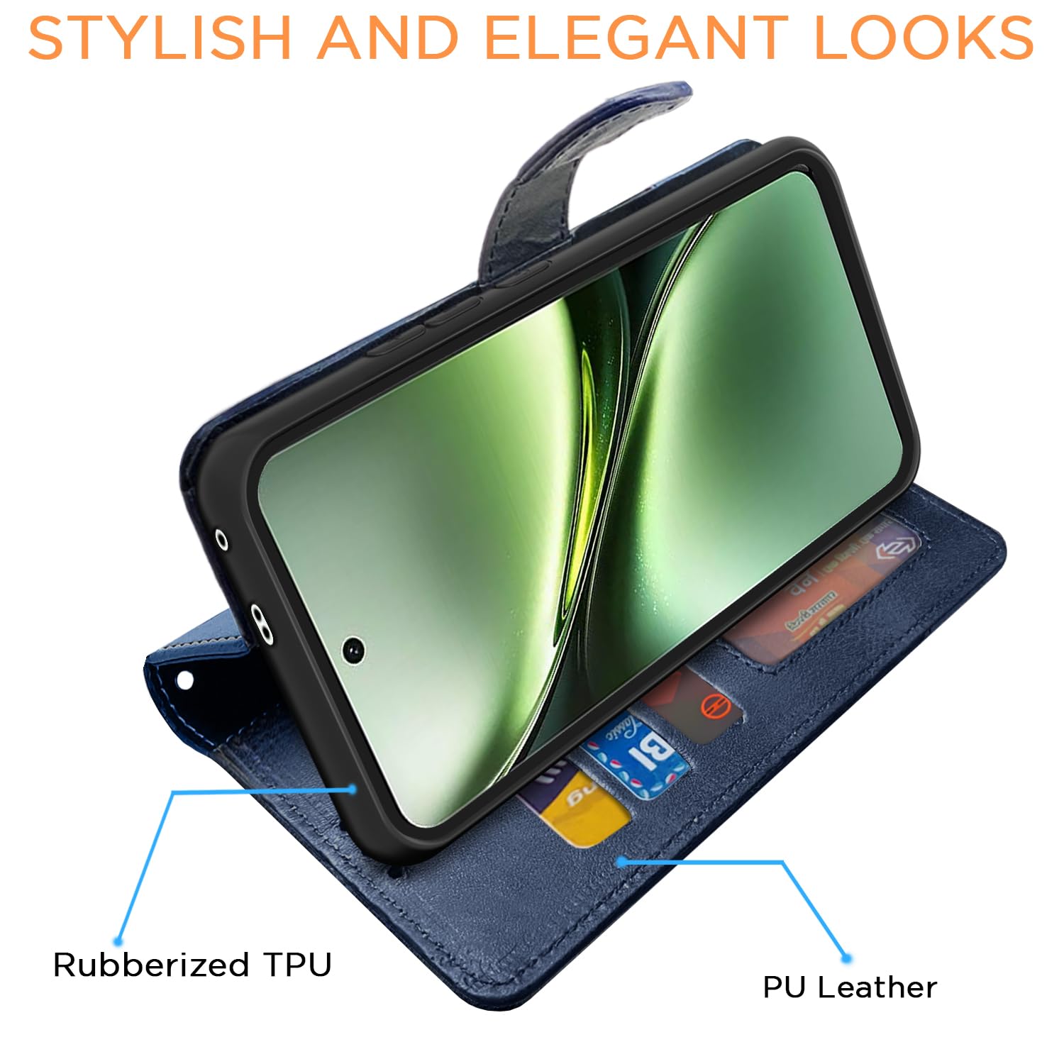 Vivo X200 5G Magnetic flip cover in navy & light blue by Pikkme – photo 3