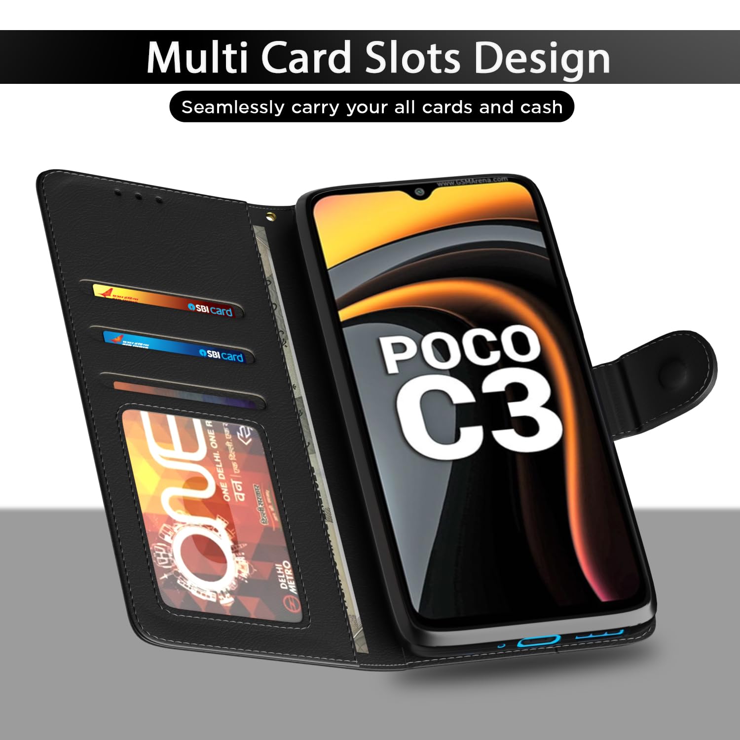 Black flip cover for Poco C3 – Pikkme – photo 5