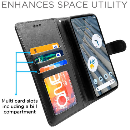 Pikkme Google Pixel 7A Vintage Flip Cover (Black)