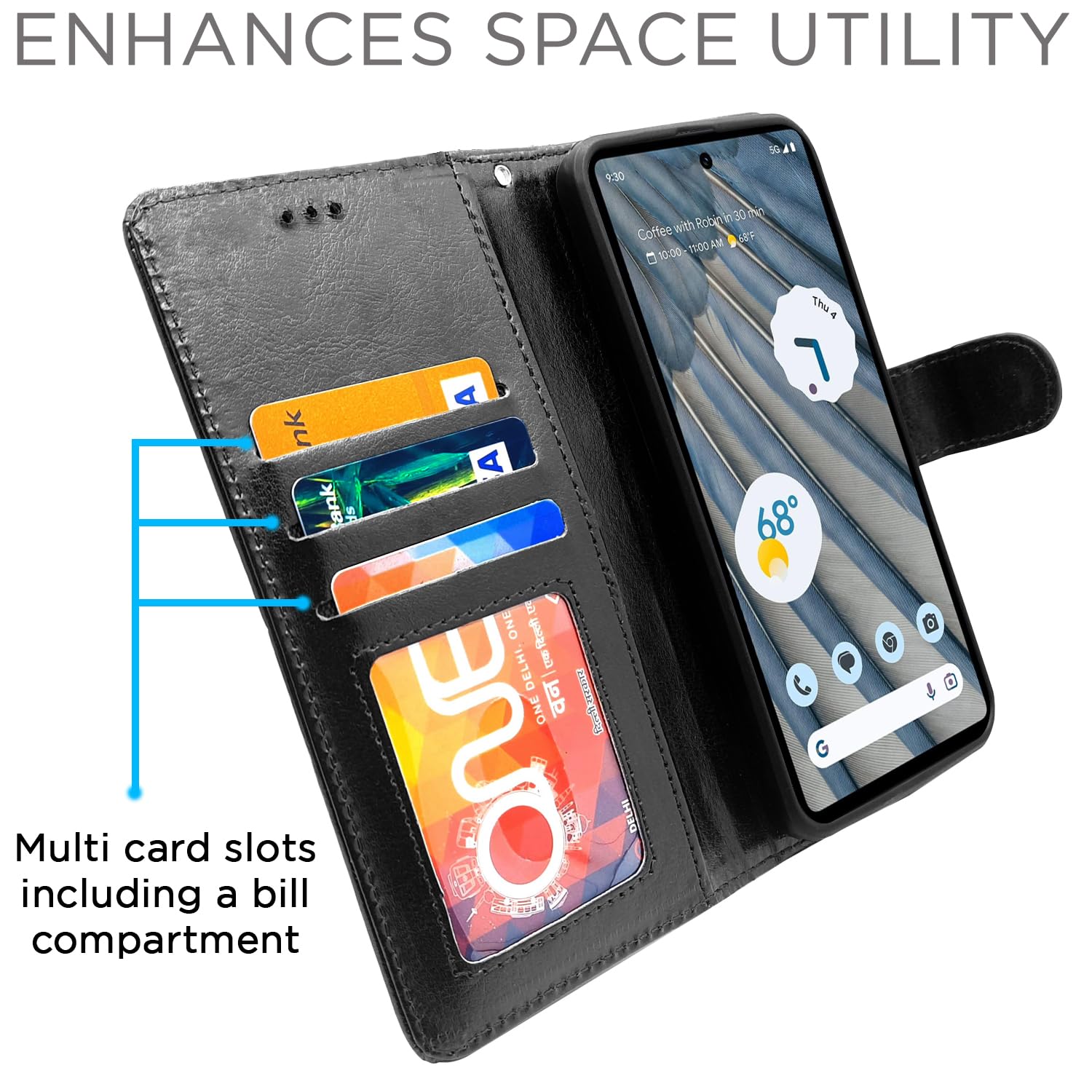 Pikkme black Wallet mobile flip cover for Google Pixel 7A – photo 2