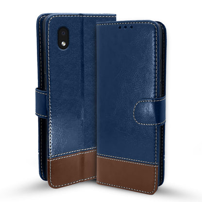 Samsung M01 Core flip cover in blue & brown by Pikkme
