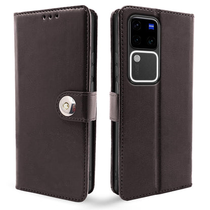 Pikkme Vivo V30 Pro 5G Button coffee mobile flip cover