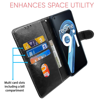 Black & brown mobile flip cover for Realme 9i/Oppo K10 4G – Pikkme – photo 3