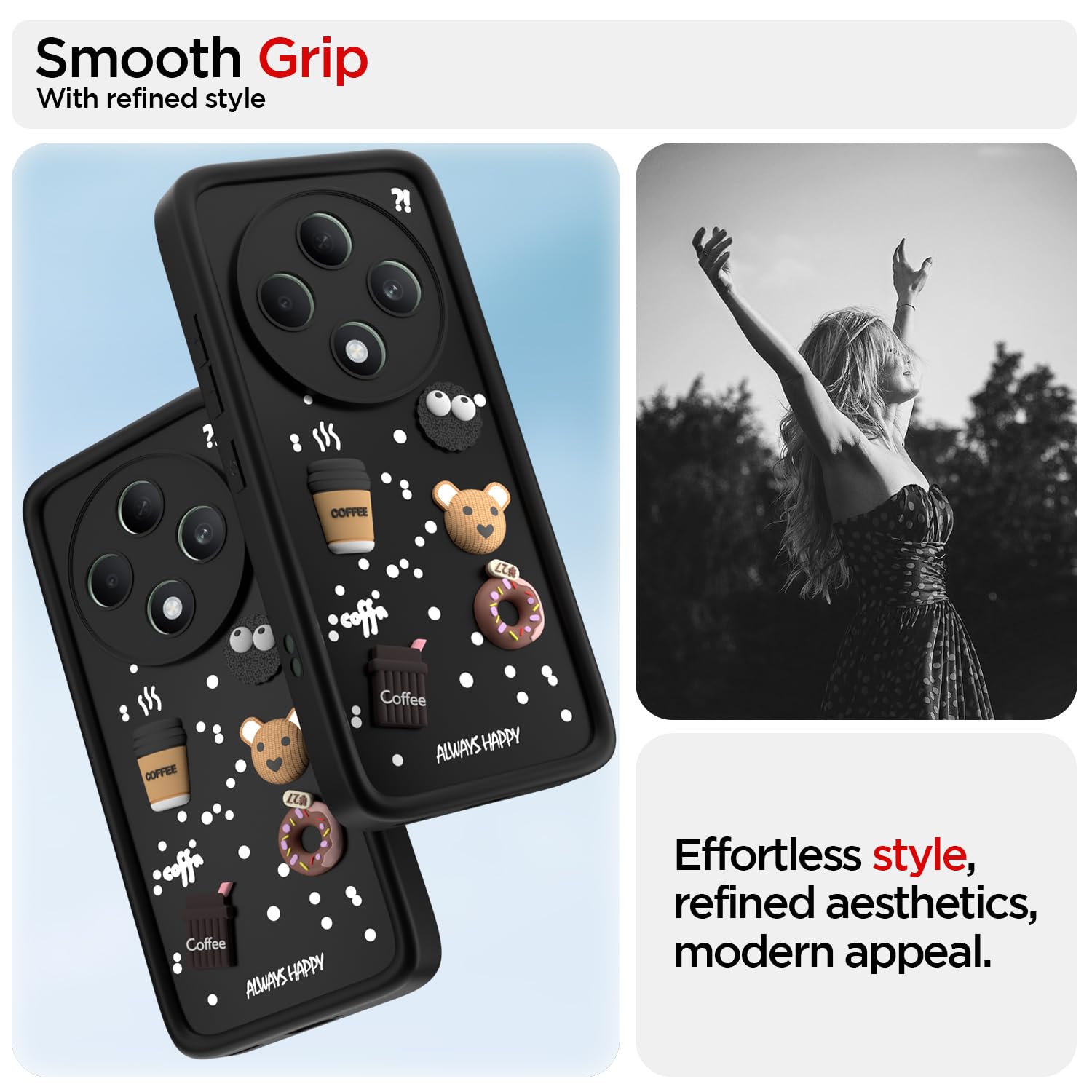 Pikkme Oppo F27 5G Cute Fun Cartoon 3D Bear Coffee Back Cover (Black)