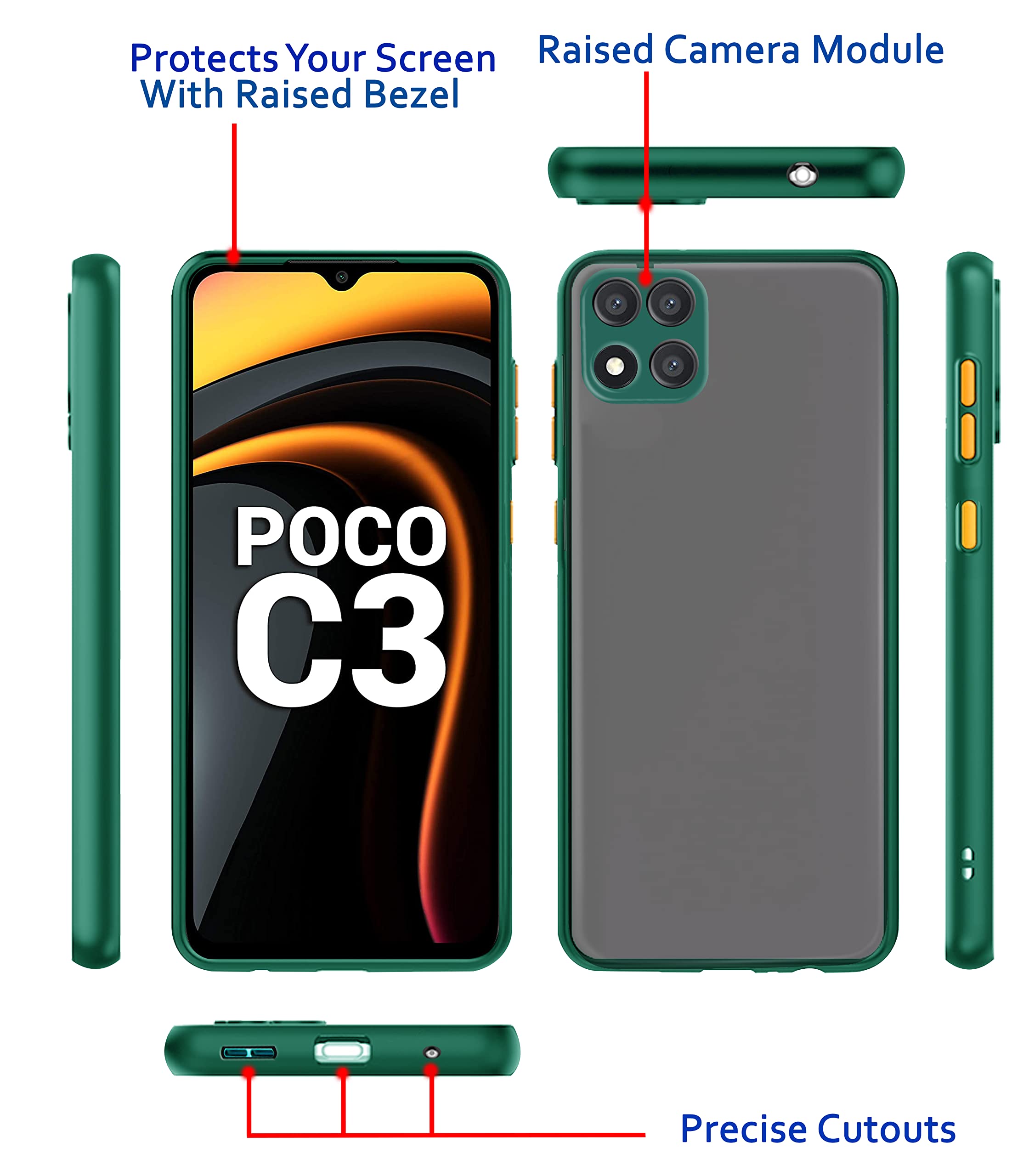 Green Matte back cover for Poco C3 – Pikkme – photo 3
