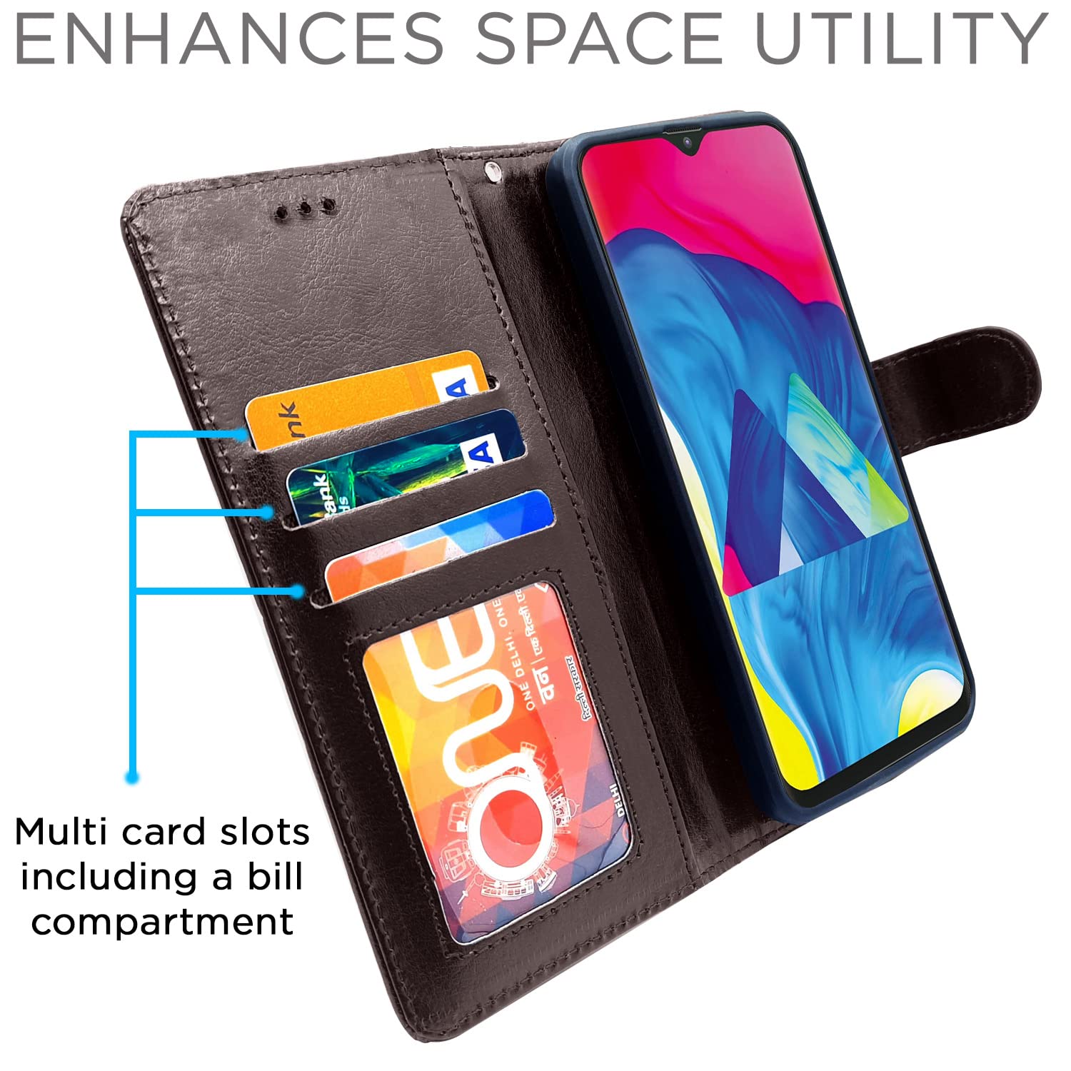 Pikkme Samsung Galaxy M10 Vintage Flip Cover (Coffee)