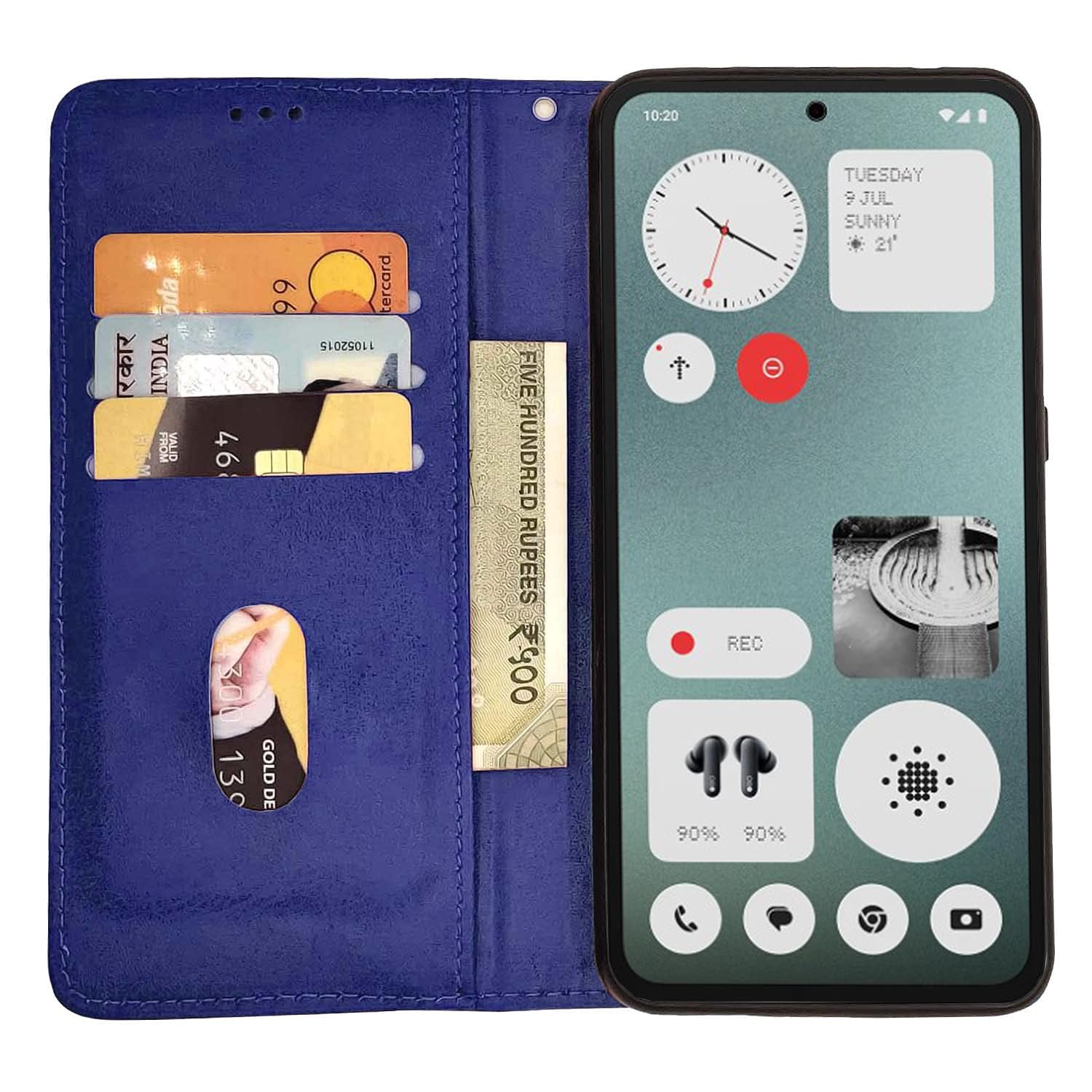 Pikkme CMF by Nothing Phone 1 Premium Leather Magnetic Flip Cover (Blue)