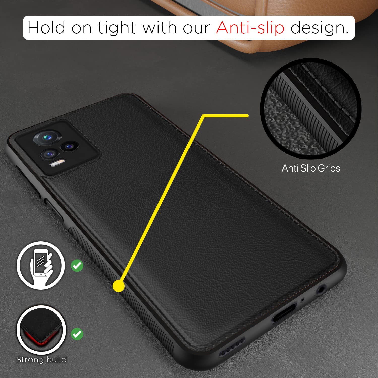 Pikkme Vivo V20 Leather black back cover – photo 2