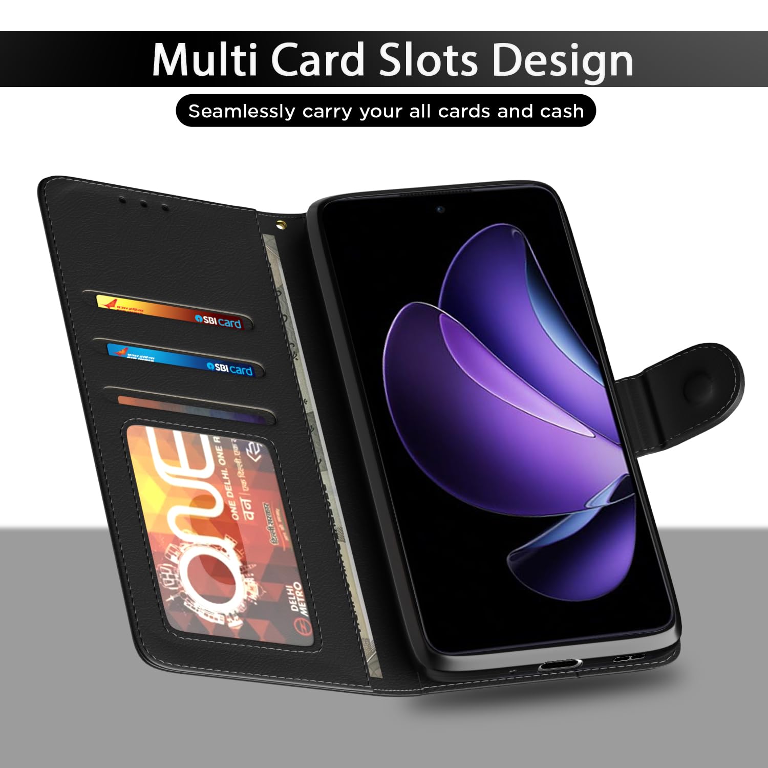 Pikkme Oppo Reno 13F 5G Wallet black mobile flip cover – photo 5
