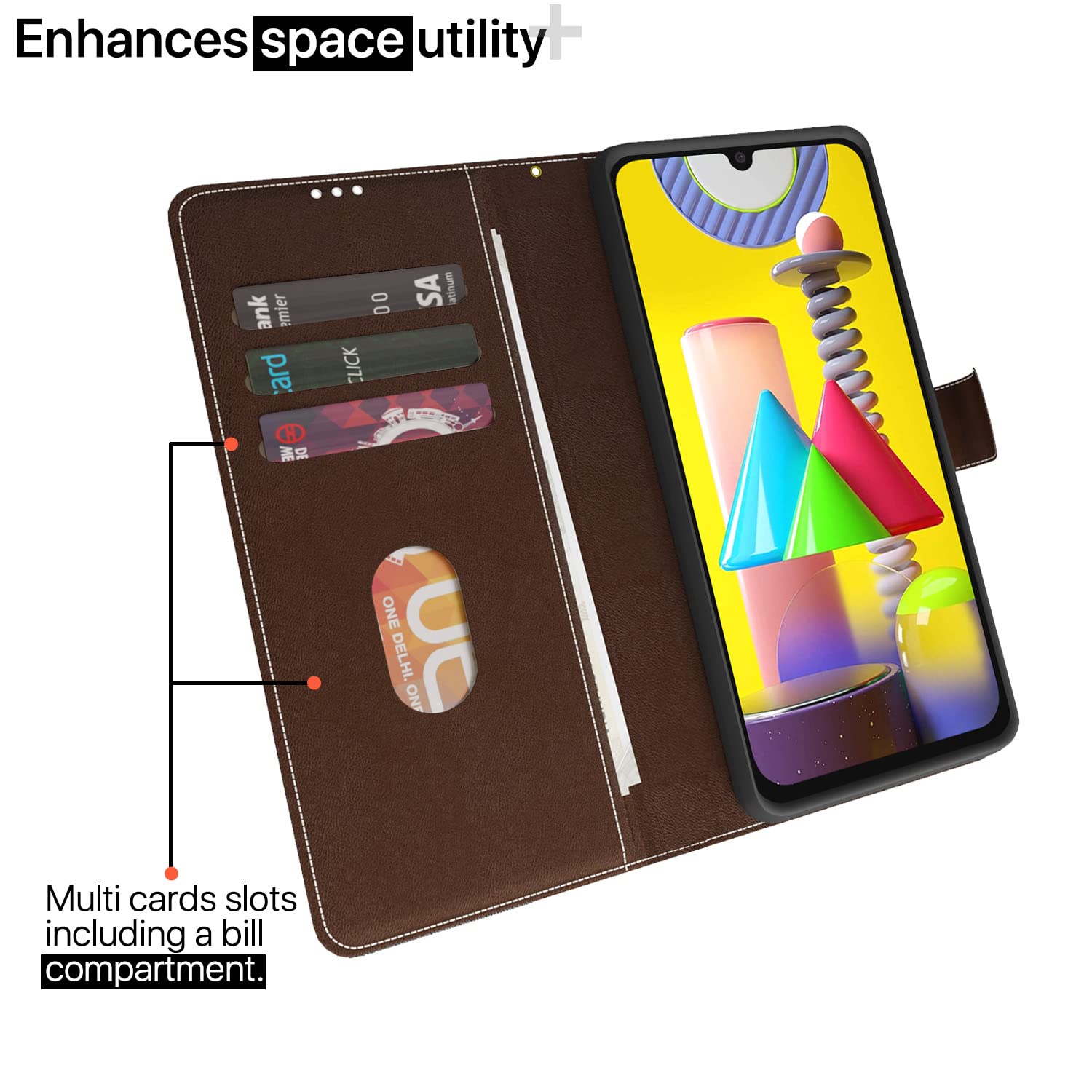 Samsung M31/F41/M31 Prime mobile flip cover in brown & coffee by Pikkme – photo 2