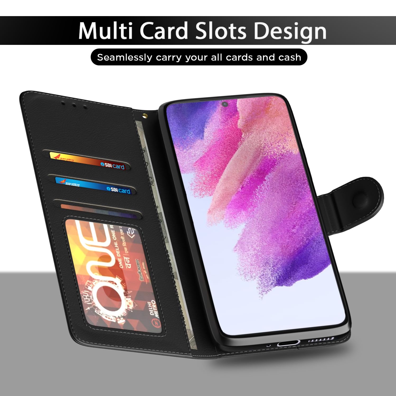 Pikkme Samsung S21 FE 5G Wallet black mobile flip cover – photo 5