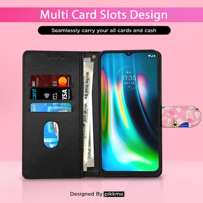 Pikkme Moto G9 pink flower wallet flip cover – photo 3